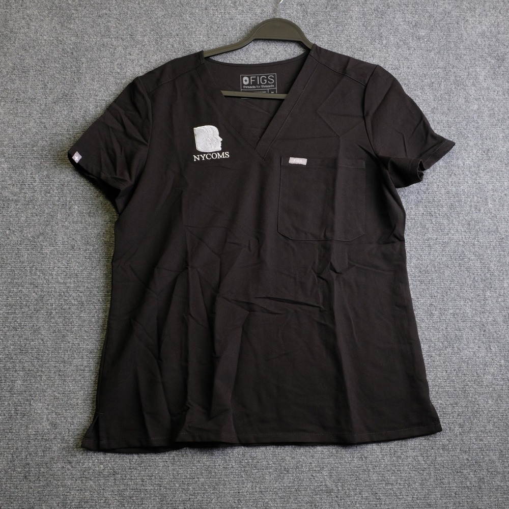 Figs Scrub Top Mens Medium Black NYCOMS Medical Uniform FW1000 FIONTechnology